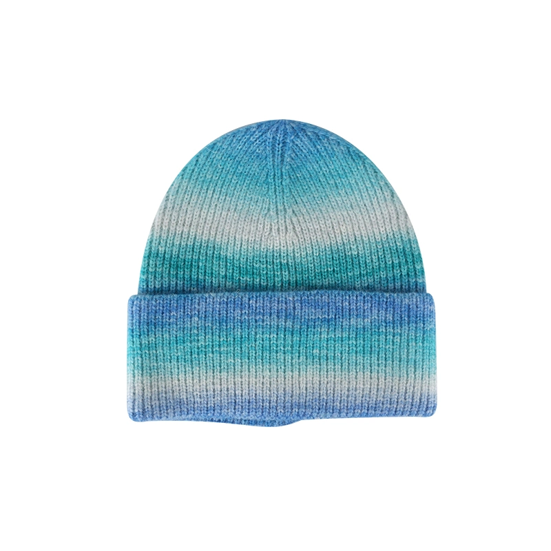 Custom Winter Knitted Beanie Hat Cap Fashion Tie Dye Unisex Beanies